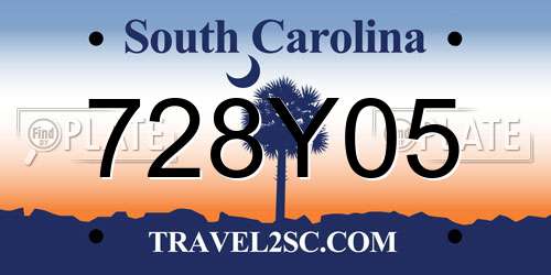 728Y05 South Carolina License Plate