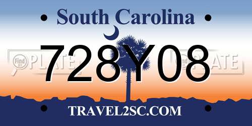 728Y08 South Carolina License Plate