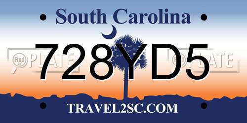 728YD5 South Carolina License Plate