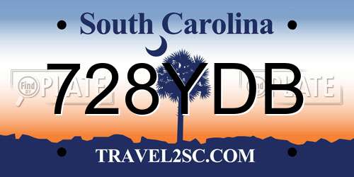 728YDB South Carolina License Plate