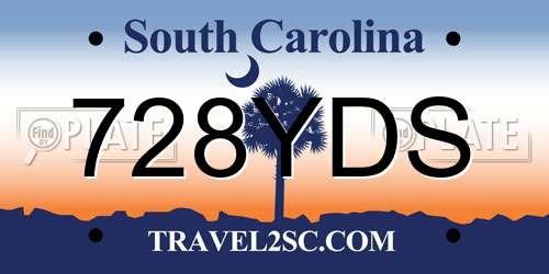 728YDS South Carolina License Plate