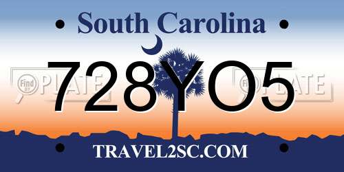 728YO5 South Carolina License Plate