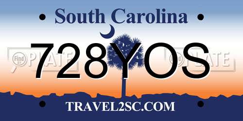 728YOS South Carolina License Plate