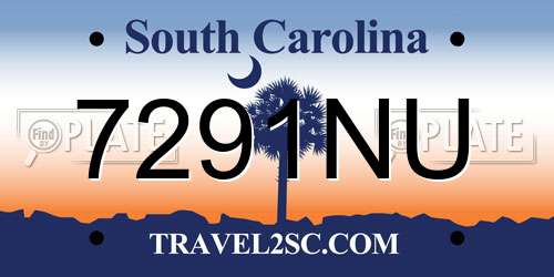 7291NU South Carolina License Plate