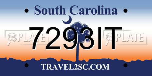 7293IT South Carolina License Plate