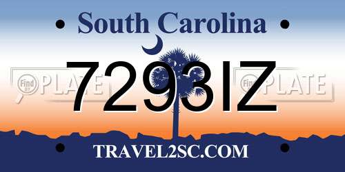 7293IZ South Carolina License Plate