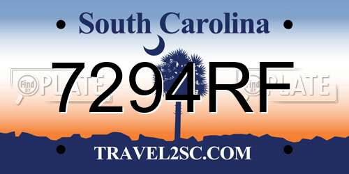 7294RF South Carolina License Plate