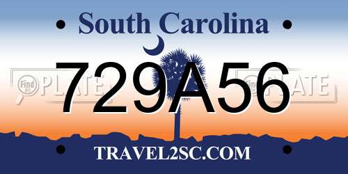 729A56 South Carolina License Plate