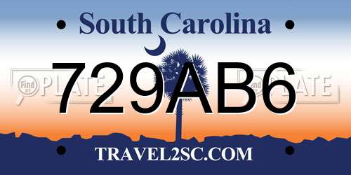 729AB6 South Carolina License Plate