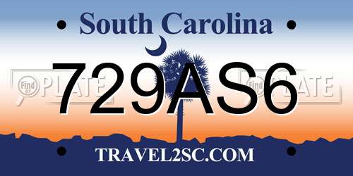 729AS6 South Carolina License Plate