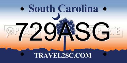 729ASG South Carolina License Plate