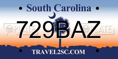 729BAZ South Carolina License Plate