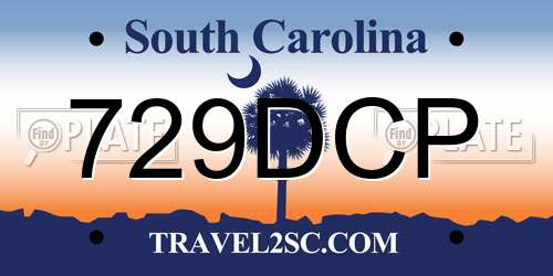 729DCP South Carolina License Plate
