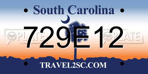 729E12 South Carolina License Plate