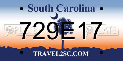729E17 South Carolina License Plate