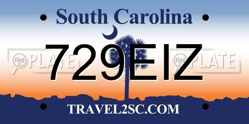 729EIZ South Carolina License Plate