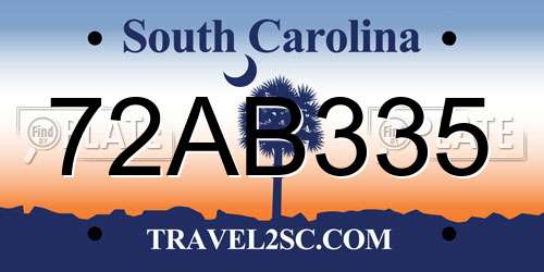 72AB335 South Carolina License Plate