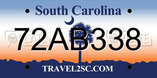 72AB338 South Carolina License Plate
