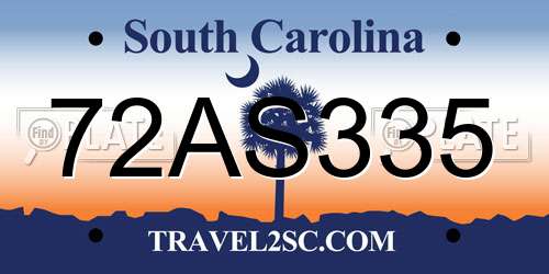 72AS335 South Carolina License Plate