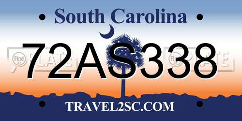 72AS338 South Carolina License Plate
