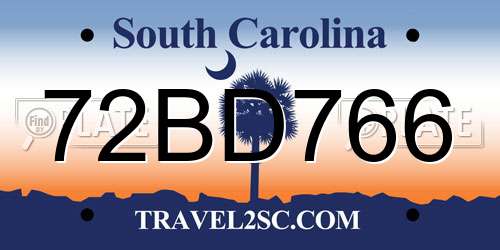72BD766 South Carolina License Plate