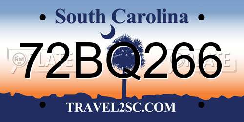 72BQ266 South Carolina License Plate