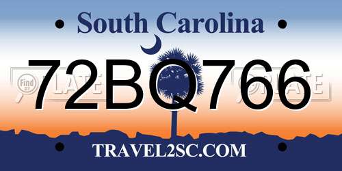 72BQ766 South Carolina License Plate