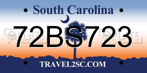72BS723 South Carolina License Plate