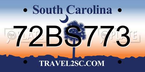 72BS773 South Carolina License Plate