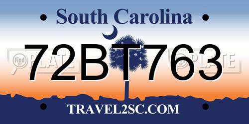 72BT763 South Carolina License Plate