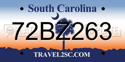 72BZ263 South Carolina License Plate
