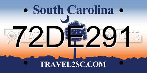 72DE291 South Carolina License Plate