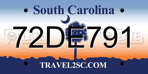 72DE791 South Carolina License Plate
