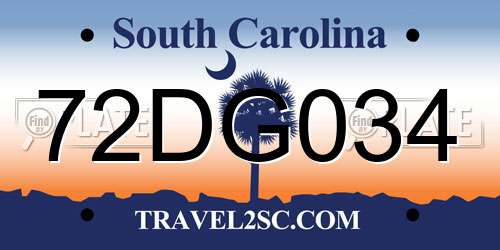 72DG034 South Carolina License Plate