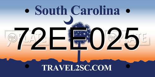 72EE025 South Carolina License Plate
