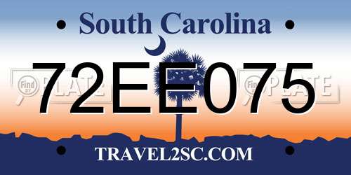 72EE075 South Carolina License Plate