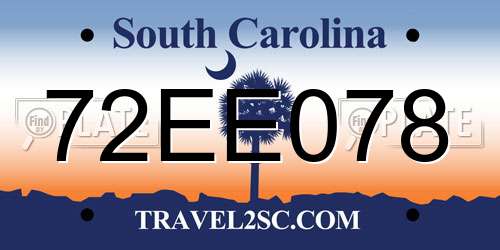 72EE078 South Carolina License Plate