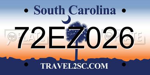 72EZ026 South Carolina License Plate