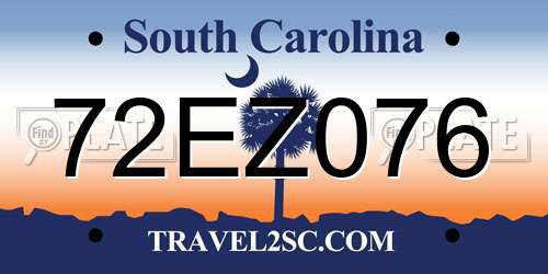 72EZ076 South Carolina License Plate