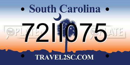 72II075 South Carolina License Plate
