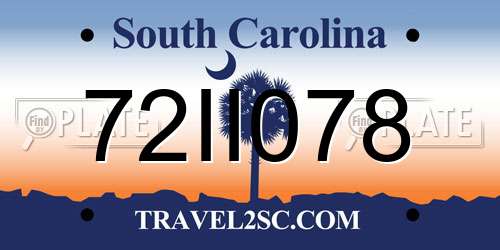 72II078 South Carolina License Plate