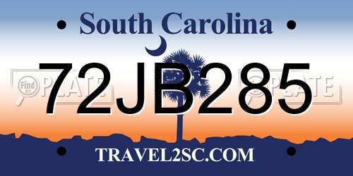 72JB285 South Carolina License Plate
