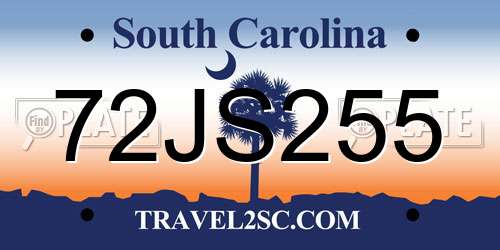 72JS255 South Carolina License Plate