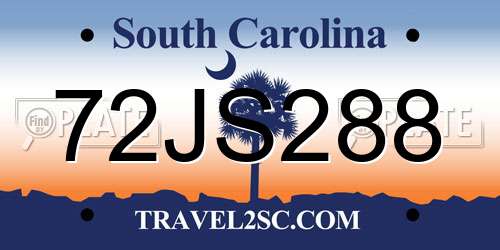 72JS288 South Carolina License Plate