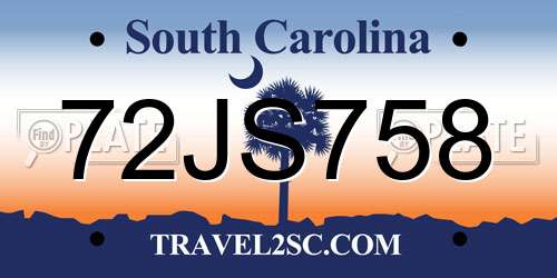 72JS758 South Carolina License Plate