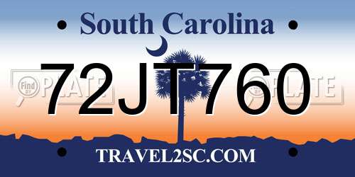 72JT760 South Carolina License Plate