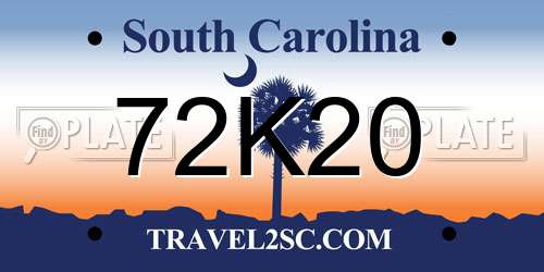 72K20 South Carolina License Plate