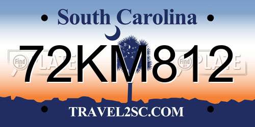 72KM812 South Carolina License Plate