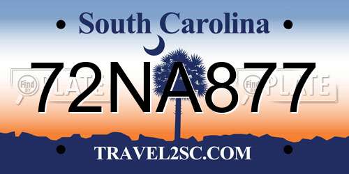 72NA877 South Carolina License Plate