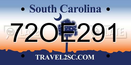 72OE291 South Carolina License Plate